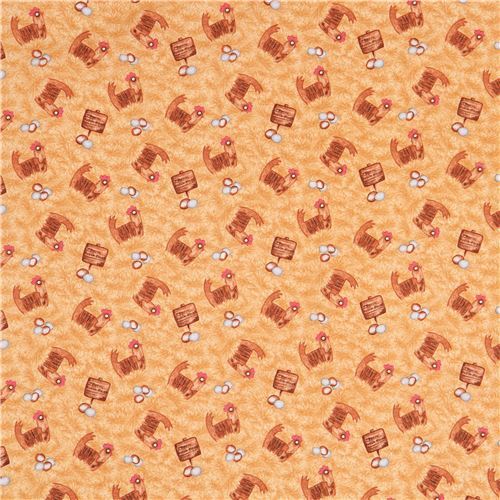 Fat Quarter Barnyard Bunch Chickens Hens Cotton Quilting Fabric  Blank Quilting