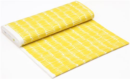 Remnant (32 x 110 cm) - light cream Canvas fabric yellow oval shape Kokka Japan 3