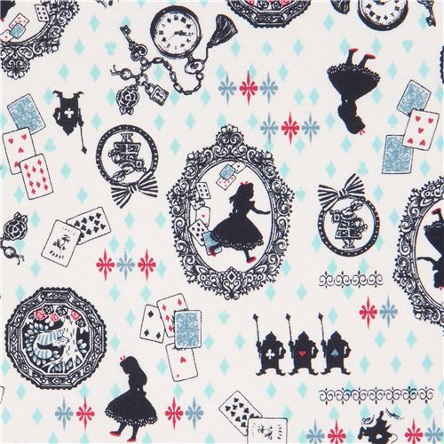 light cream Kokka Alice in Wonderland fairy tale fabric from Japan Fabric