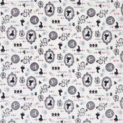 light cream Kokka Alice in Wonderland fairy tale fabric from Japan ...