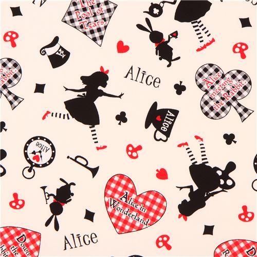 light cream Lecien oxford fabric Alice in Wonderland 2