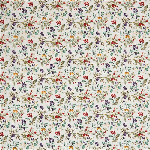 Remnant (40 x 110 cm) - off-white Nakamura colorful berry fabric from Japan 3