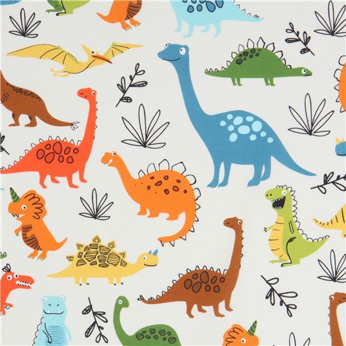 light cream Robert Kaufman dinosaur animal Dinoroar Fabric by Robert ...