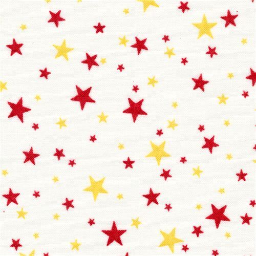 Light Cream Robert Kaufman Small Red Star Fabric Sevenberry Petite