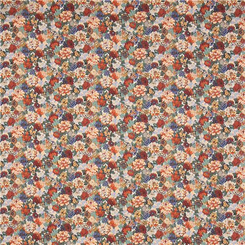 light cream Tana Lawn cotton fabric with peony flowers by Liberty