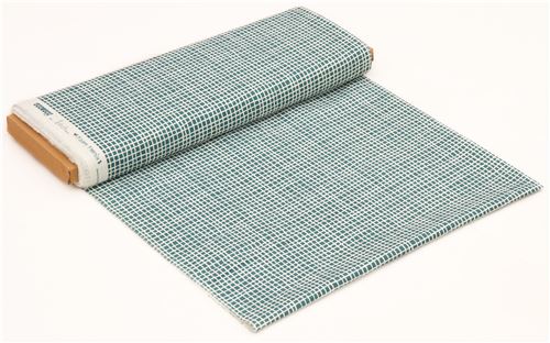 light cream and dark green grid pattern organic fabric by birch from ...