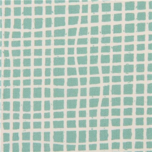 light cream and green grid pattern organic fabric by birch from the USA Fabric