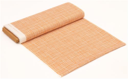 light cream and orange grid pattern organic fabric by birch from the ...