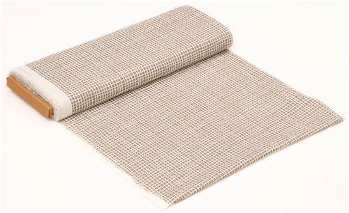 Light Cream And Taupe Grid Pattern Organic Fabric By Birch From The Usa 