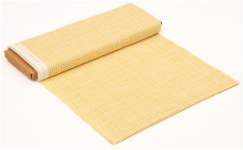 light cream and yellow grid pattern organic fabric by birch from the ...