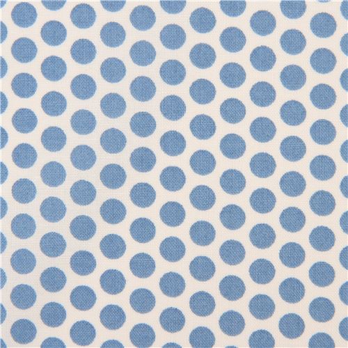light cream fabric with blue dot circle Fabric by Japanese Indie modes4u