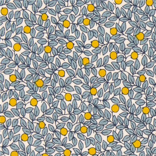 light cream fabric with mini chartreuse berries by Liberty Fabrics Fabric