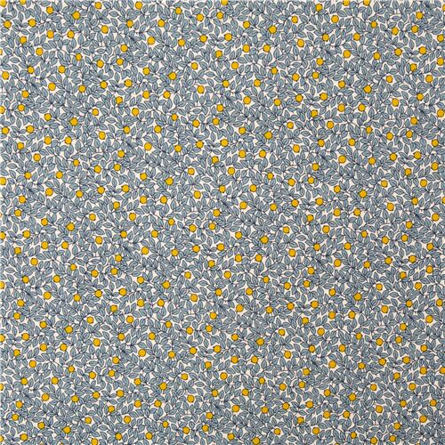 light cream fabric with mini chartreuse berries by Liberty Fabrics