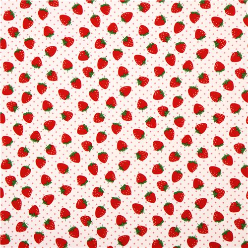 light cream strawberry dots oxford fabric from Japan Fabric by Japanese ...