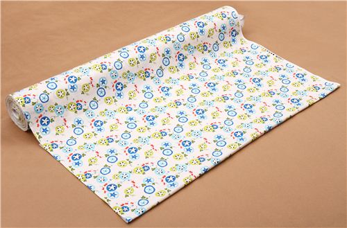 light cream structured Asia flower leaf fish Kokka Dobby fabric 3