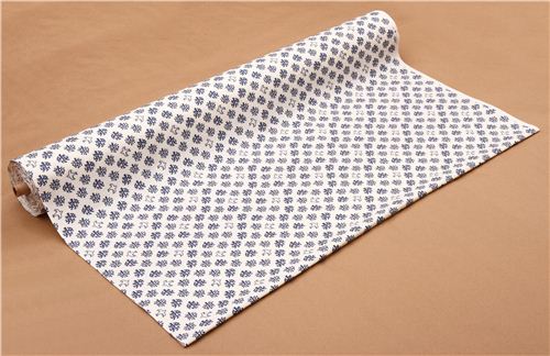 light cream structured blue bird tree Kokka Dobby fabric 3