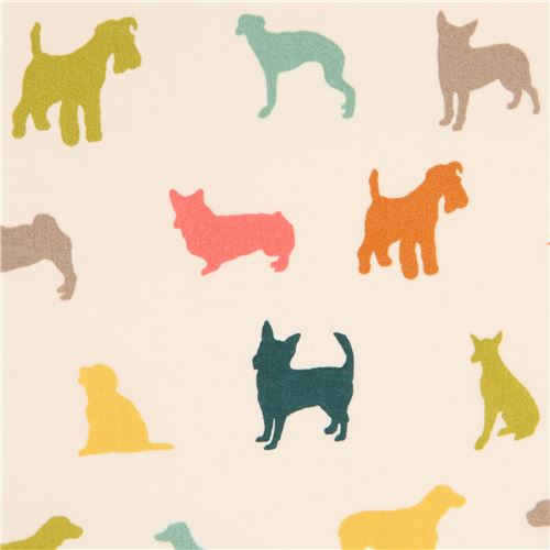 Hellcremefarbener bunter Hund Silhouette Biostoff von birch aus USA Stoff
