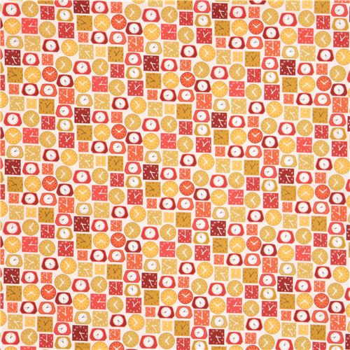 light cream with orange dark red clock fabric by Andover Lila's Kitchen 3