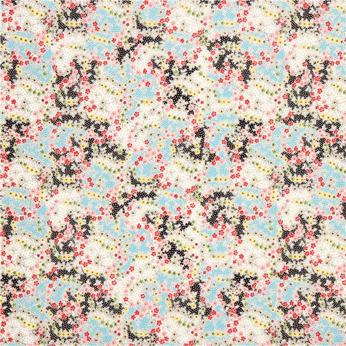 light dots and flower fabric black-blue Robert Kaufman 2