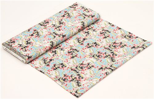 light dots and flower fabric black-blue Robert Kaufman 3