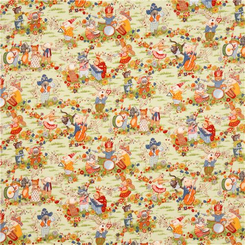 light green Alexander Henry animal fabric with music 2