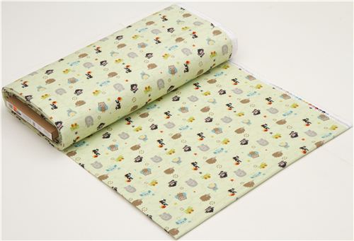 light green Riley Blake animal flannel fabric owl hedgehog 3