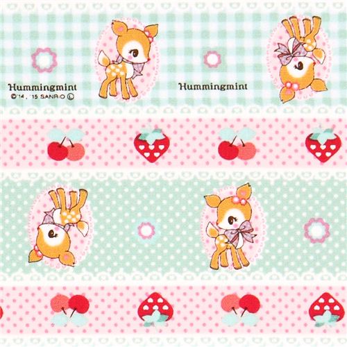 light green pink Hummingmint animal Sanrio oxford fabric 1