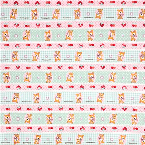 light green pink Hummingmint animal Sanrio oxford fabric 2