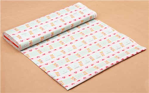 light green pink Hummingmint animal Sanrio oxford fabric 3