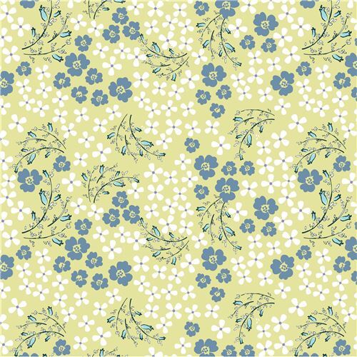 light green white blue-grey flower fabric by Henry Glass - modeS4u