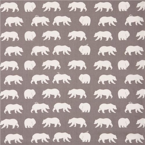 light grey 'Bear Hike' bears birch poplin organic fabric USA 3