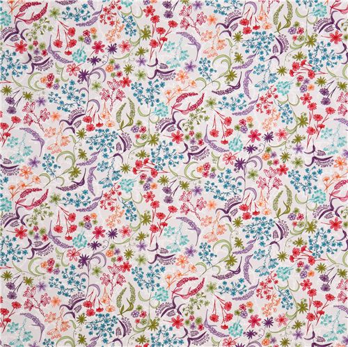 light grey In the Bloom Garden colorful flower garden fabric by Robert ...