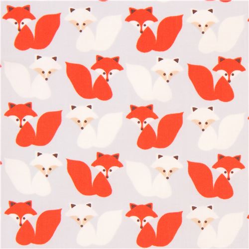 light grey Robert Kaufman fabric cute fox animal Woodland Pals 2 Fabric ...