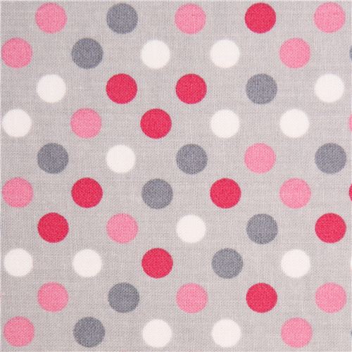 Light Grey Robert Kaufman White Pink Dot Fabric Spot On Modes4u