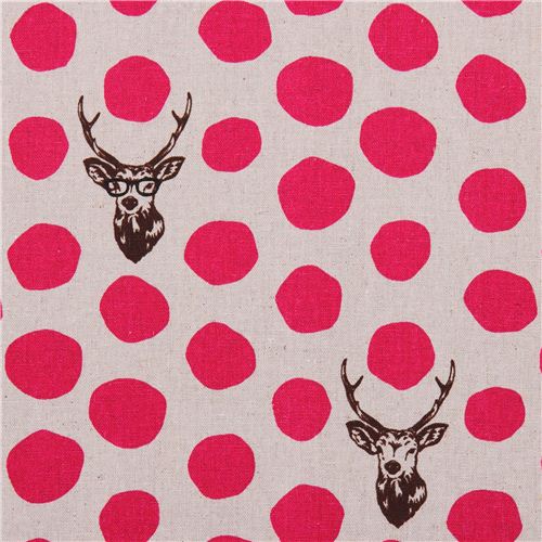 light grey echino samber canvas fabric stag with polka dots 1