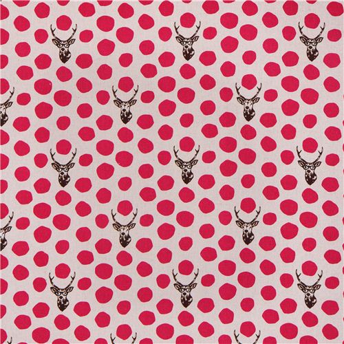 light grey echino samber canvas fabric stag with polka dots 2