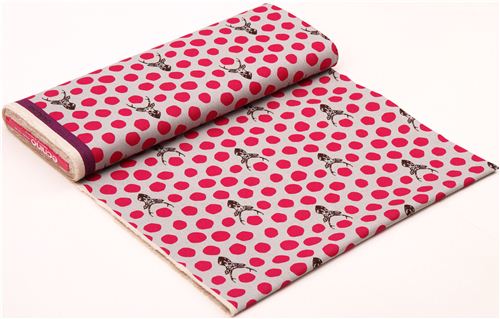 light grey echino samber canvas fabric stag with polka dots 3