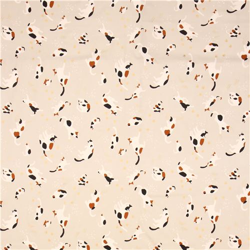 light grey funny cat fabric with gold metallic embellishment from Japan 2