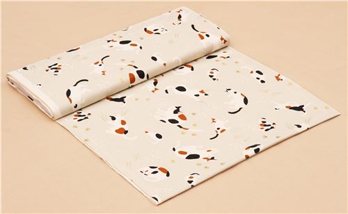 light grey funny cat fabric with gold metallic embellishment from Japan 3