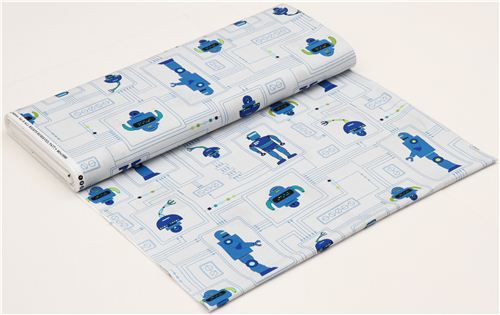 light grey robot fabric for boys by Timeless Treasures 3