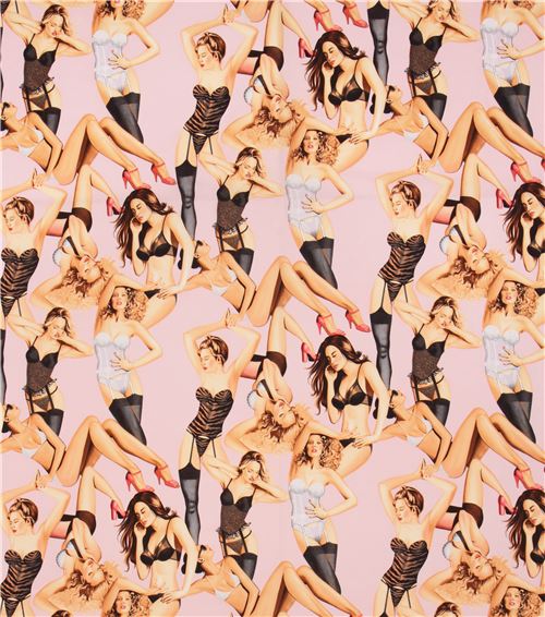 light pink Alexander Henry fabric women in lingerie 2