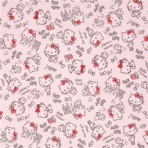 light pink Kokka double gauze cute Hello Kitty fabric from Japan 3