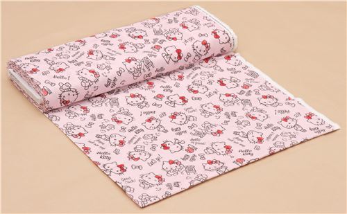 light pink Kokka double gauze cute Hello Kitty fabric from Japan 4