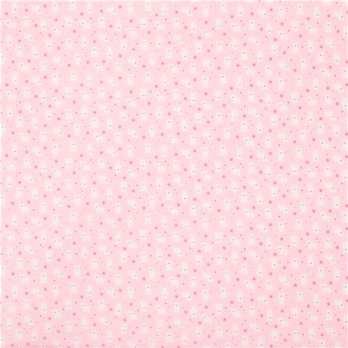 light pink Lecien fabric small white bear pink snowflake 3