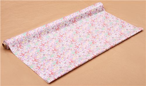 light pink Little Twin Stars colorful animal Sanrio laminate fabric from Japan 3