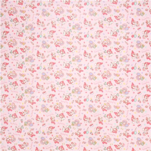 light pink My Melody rabbit toy heart oxford fabric Fabric by Sanrio ...