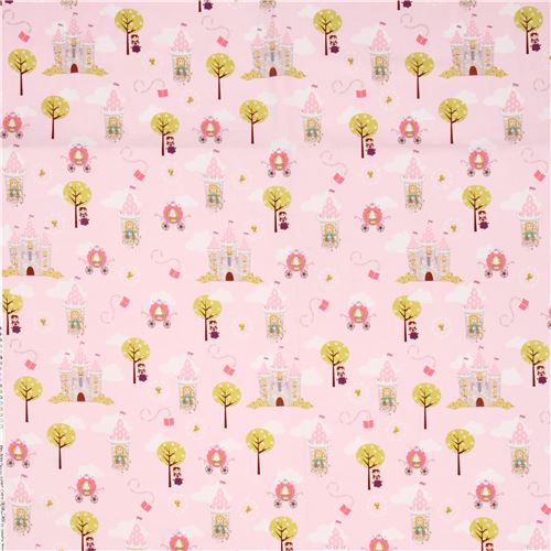 light pink Riley Blake colorful princess castle cloud fabric 4