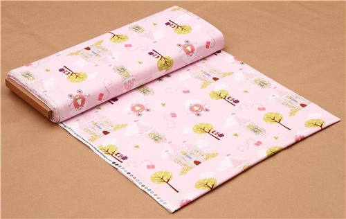 light pink Riley Blake colorful princess castle cloud fabric 5