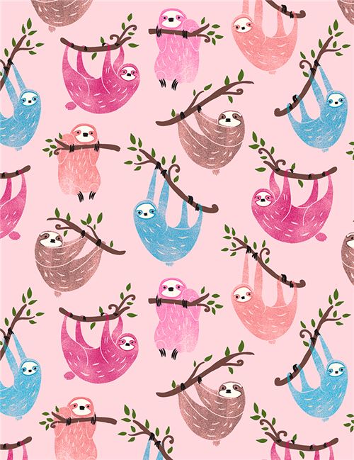 Remnant (25 x 112 cm) - light pink Timeless Treasures sloth fabric 2