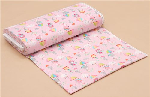 light pink animal umbrella dot Michael Miller flannel fabric from the USA 4